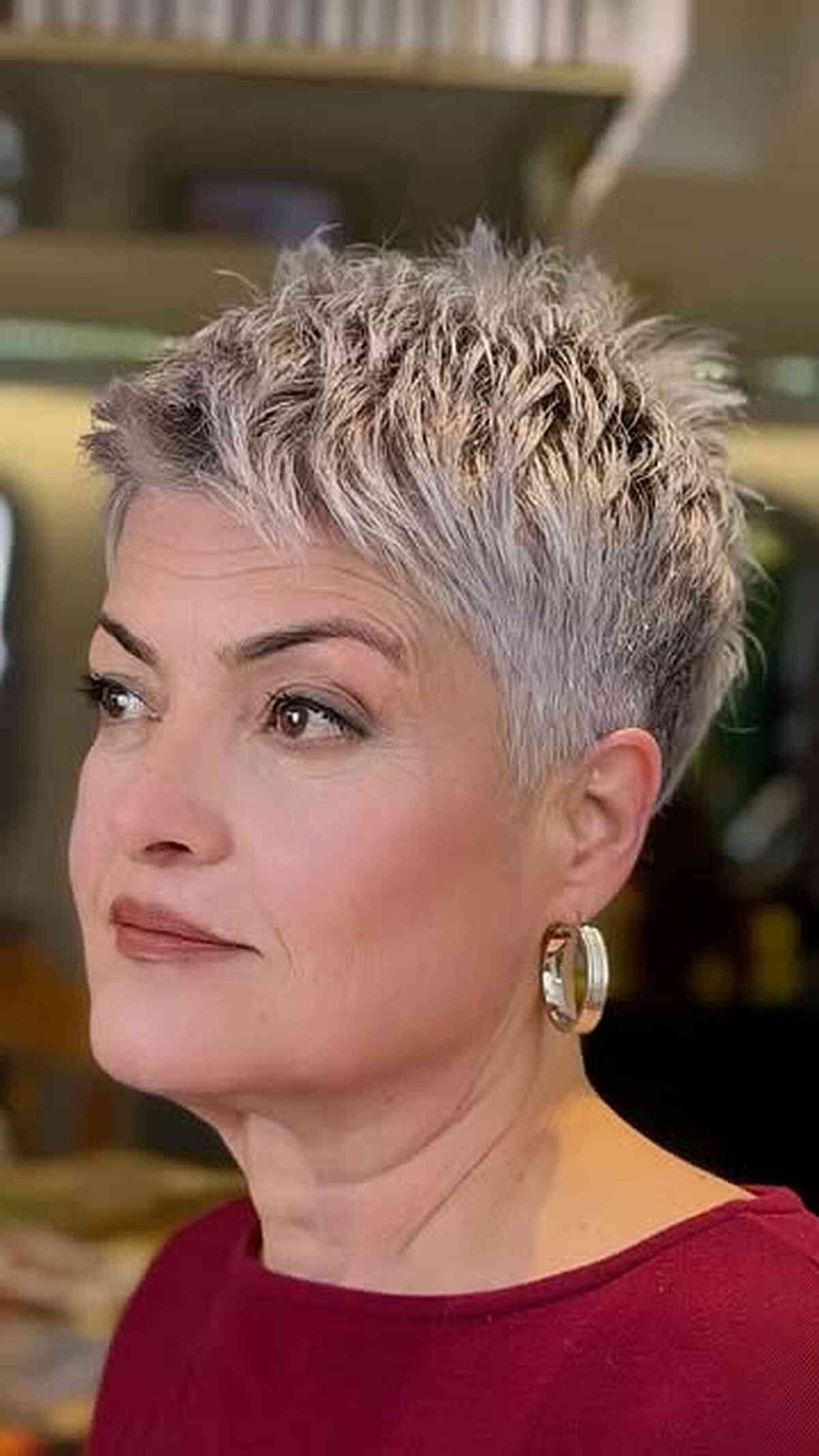 Edgy Textured Upward Pixie Edgy Textured Upward Pixie — Gray Hair Styles