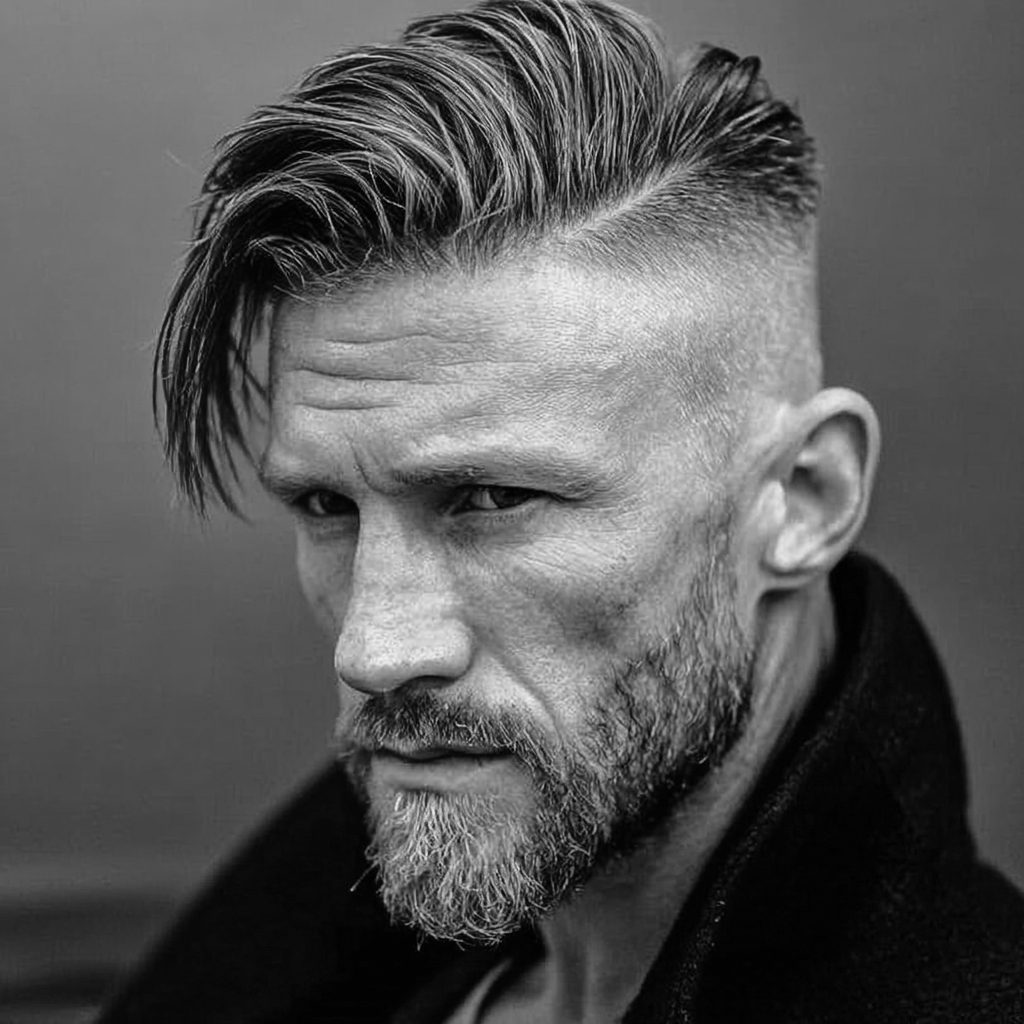 Dark With Grey Streaks Visual Idea — Mens Haircuts