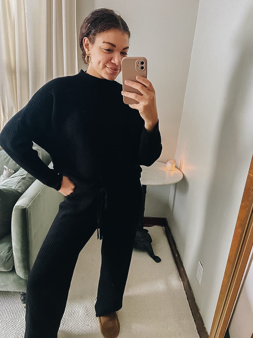 Matching Knit Set with Drawstring Pants for Effortless WFH Style Matching Knit Set with Drawstring Pants for Effortless WFH Style — Work From Home Outfits