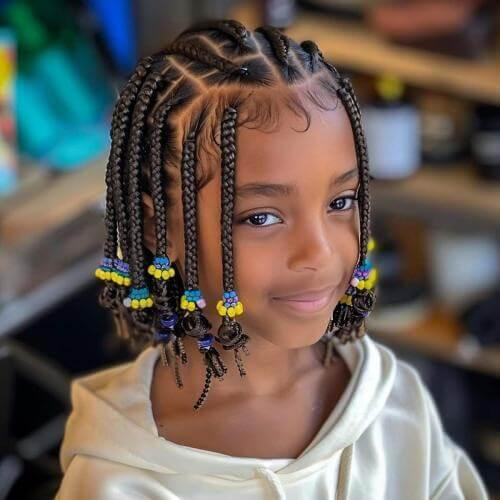 Shoulder Braids With Colorful Beads Shoulder Braids With Colorful Beads — Kids Box Braids