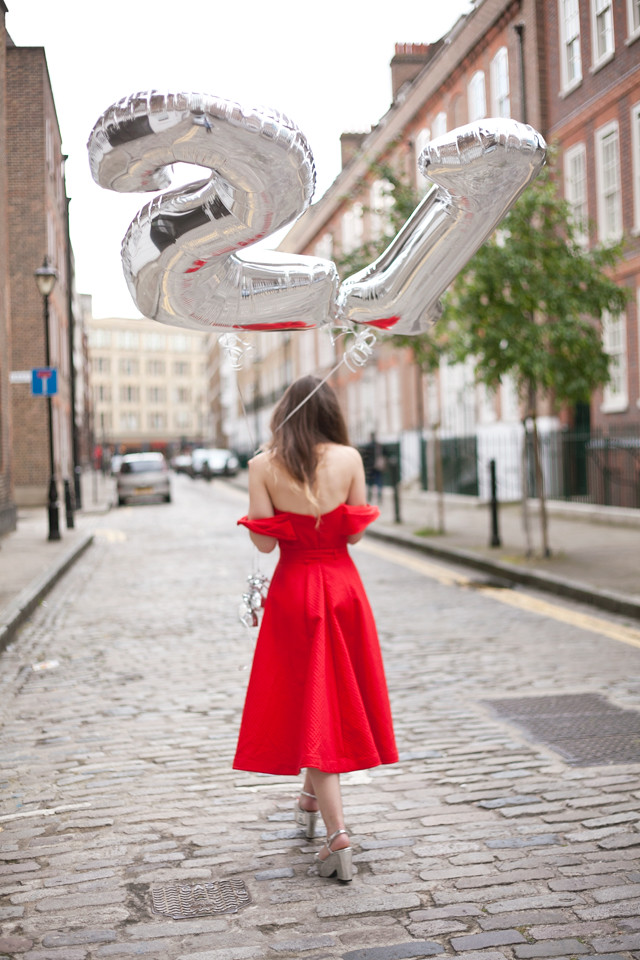 Red Off-the-Shoulder Midi Dress for a Memorable 21st Red Off-the-Shoulder Midi Dress for a Memorable 21st — 21st Birthday Outfits