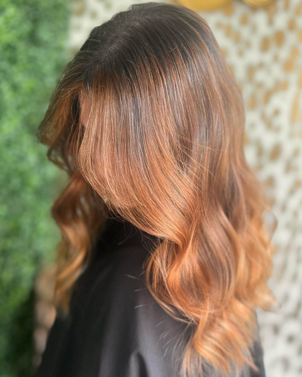 Collarbone Brown Base With Copper Balayage Ends Collarbone Brown Base With Copper Balayage Ends — Copper Brown Hair