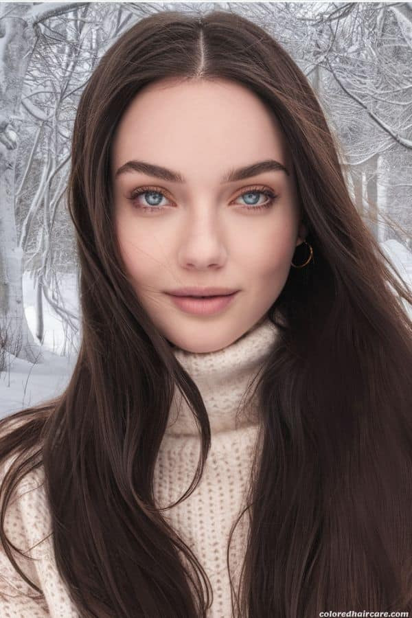 Dark Brown With Subtle Cool Tones Dark Brown With Subtle Cool Tones — Hair Color for Fair Skin Blue Eyes