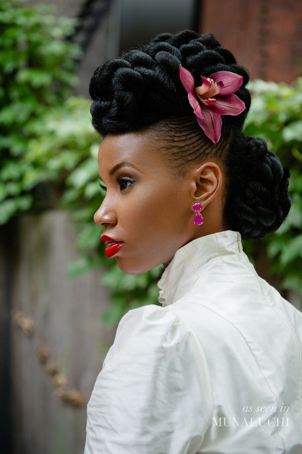 Intricate Braided Updo With Orchid Intricate Braided Updo With Orchid — Wedding Hairstyles for Black Women