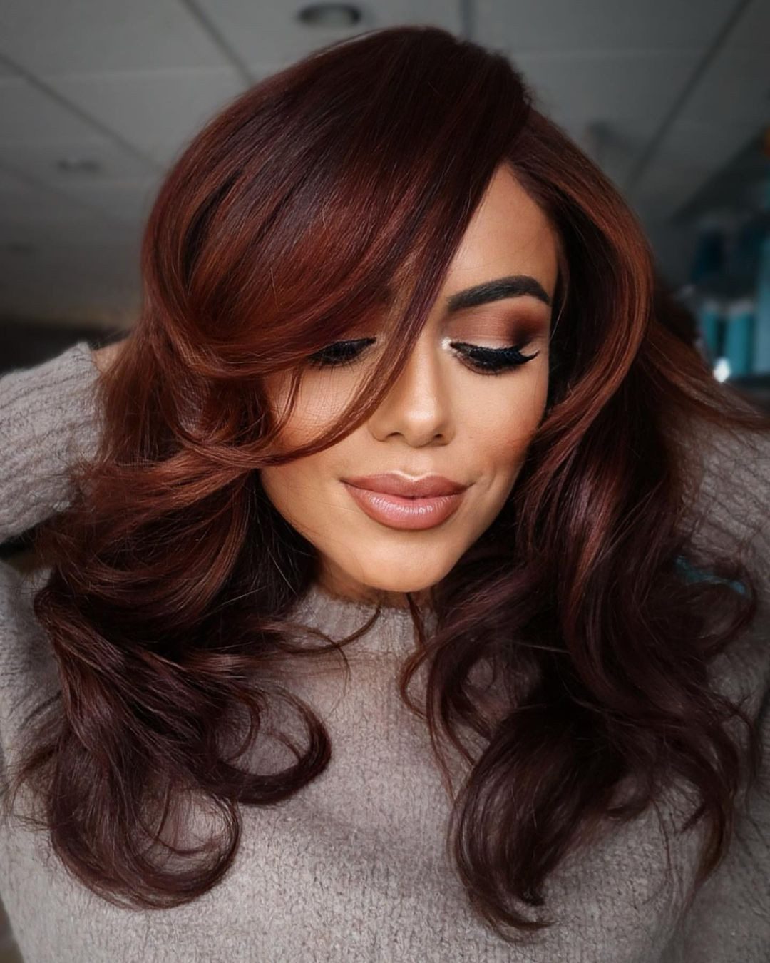 Deep Burgundy Curls Mid-Back — Dark Red Hair