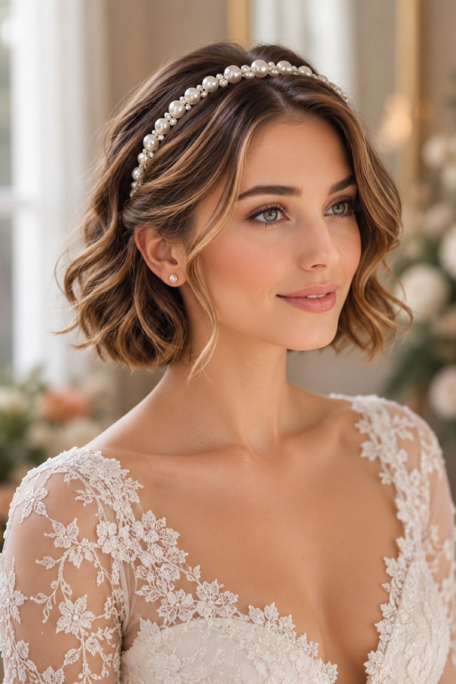 Wavy Bob With Pearl Headband Wavy Bob With Pearl Headband — Pearl Headband Hairstyles
