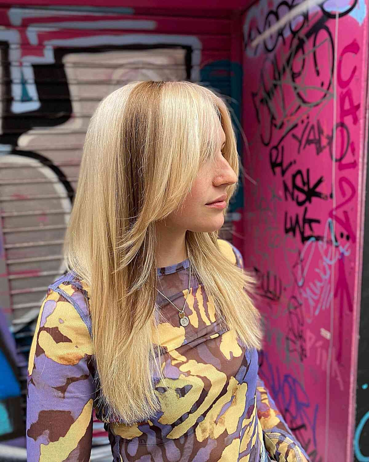 Mid-Length Waves With Brown Stripe Mid-Length Waves With Brown Stripe — Skunk Stripe Hair