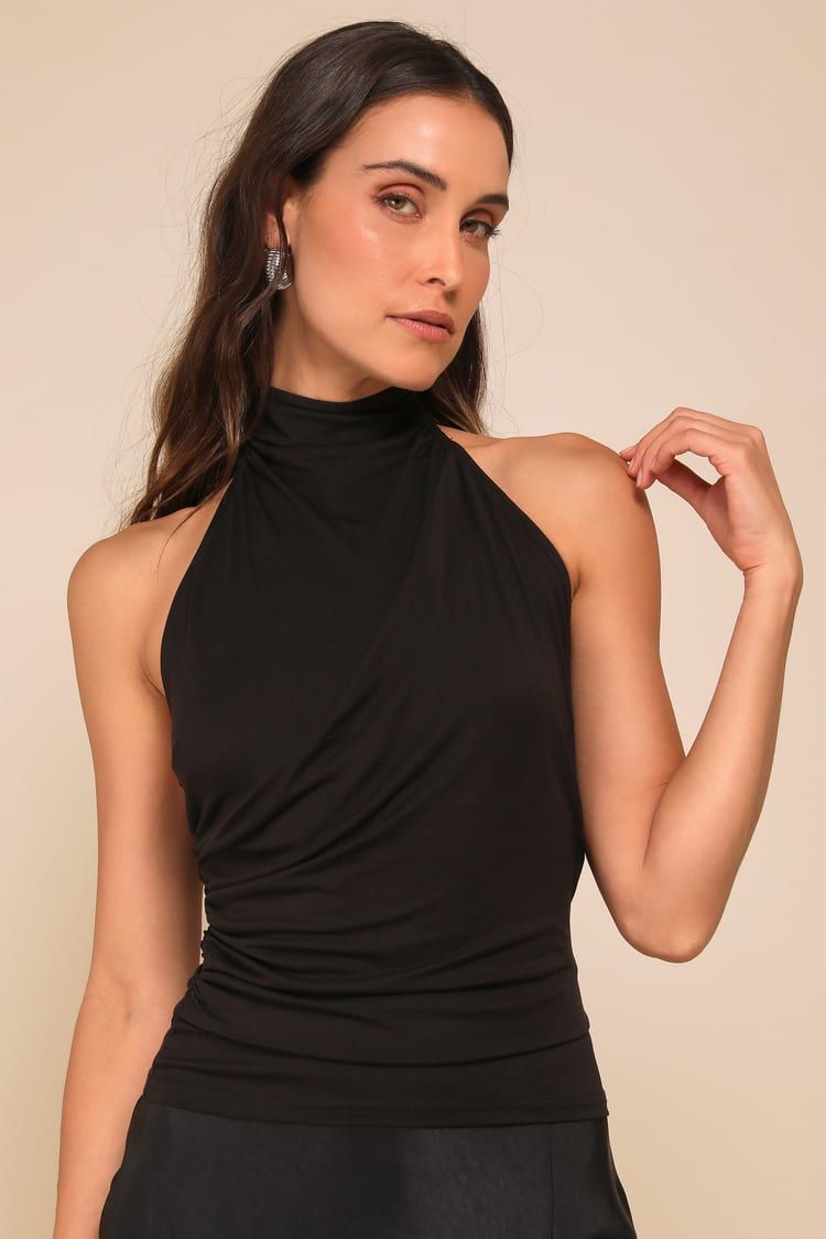 Draped Neckline Halter Top for Casual Chic — Halter Tops