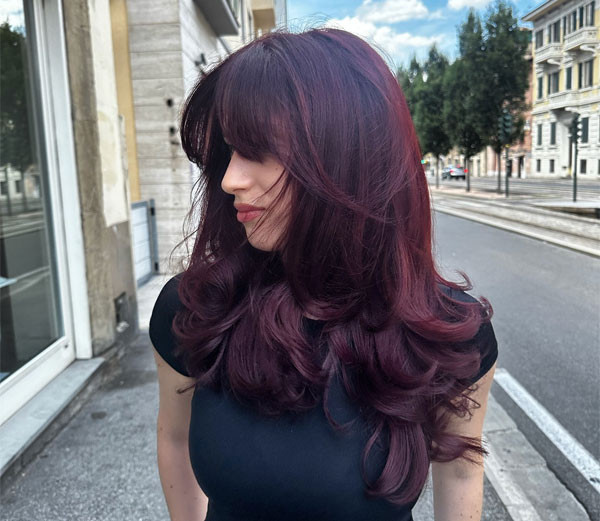 Vibrant Cherry Red With Plum Hints — Cherry Red Hair