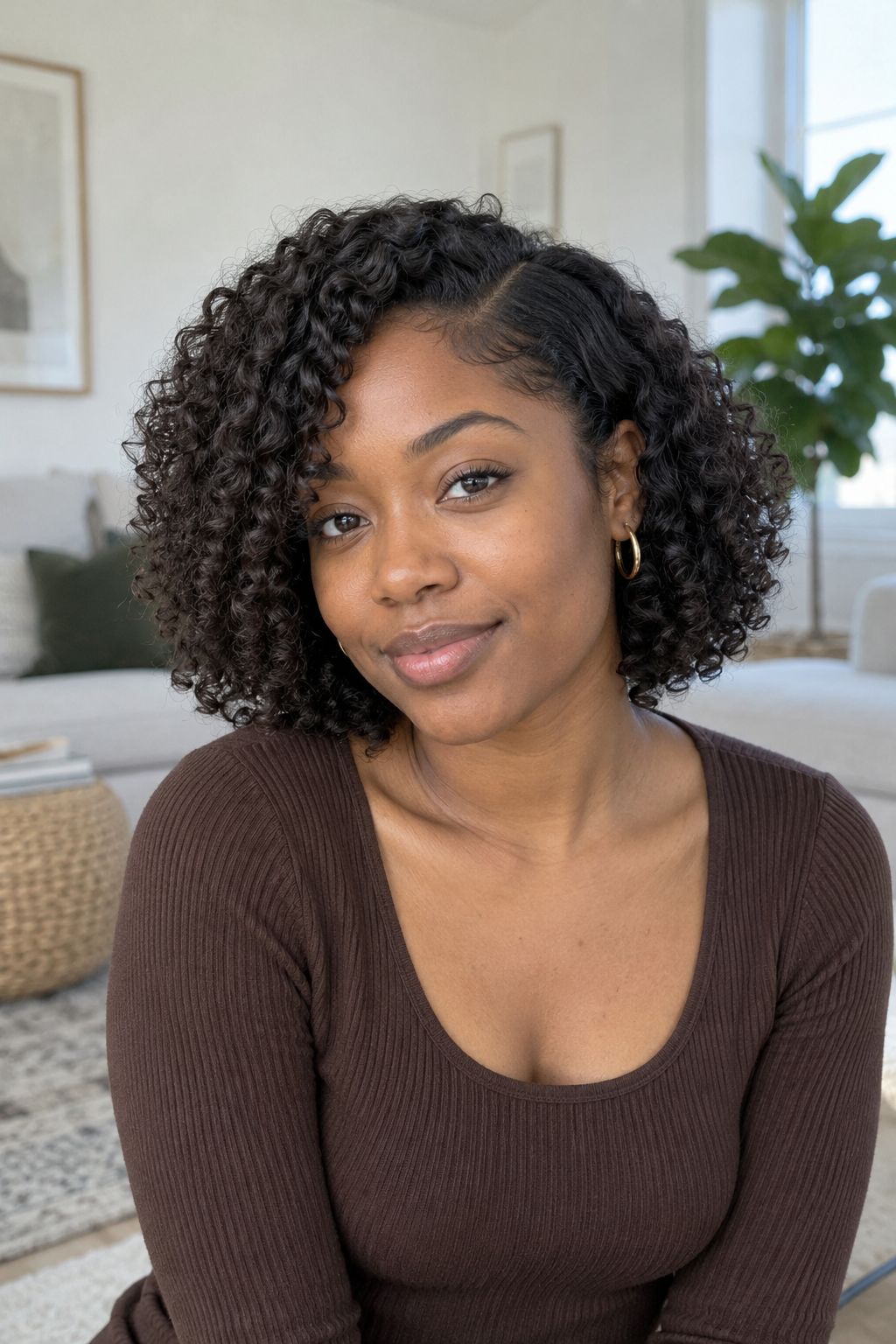 Chin Length Curly Bob With Side Swept Bang Chin Length Curly Bob With Side Swept Bang — Natural Hair Bob