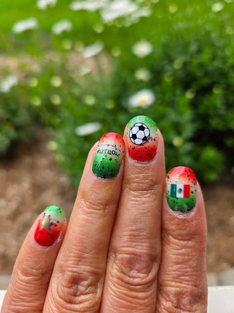 Soccer Ball And Flag Decals On All Nails Visual Idea Soccer Ball And Flag Decals On All Nails Visual Idea — Soccer Mom Nails