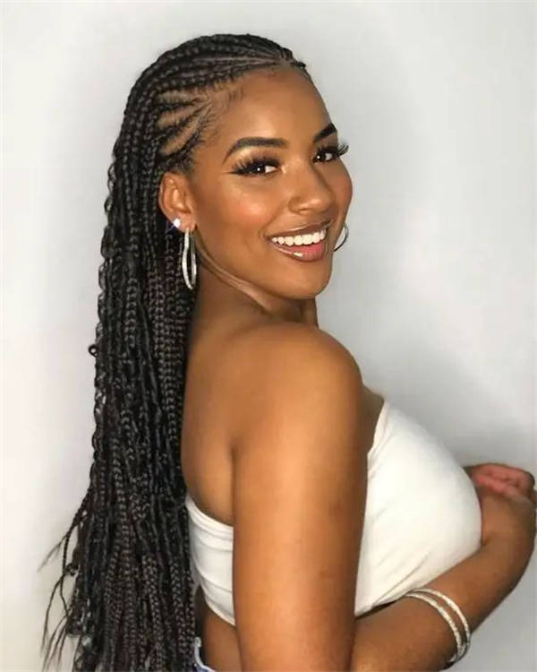 Thick Box Braids with Wavy Ends Thick Box Braids with Wavy Ends — Tribal Braids