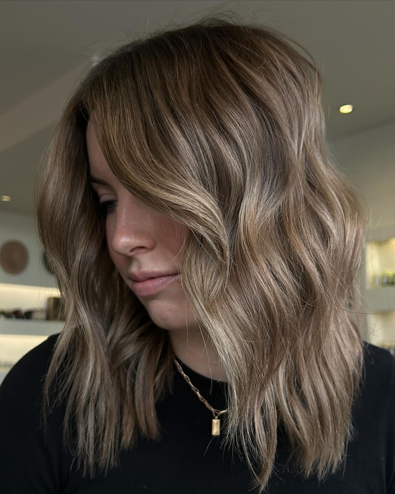 Shoulder Length With Side Bangs Shoulder Length With Side Bangs — Balayage Over 40
