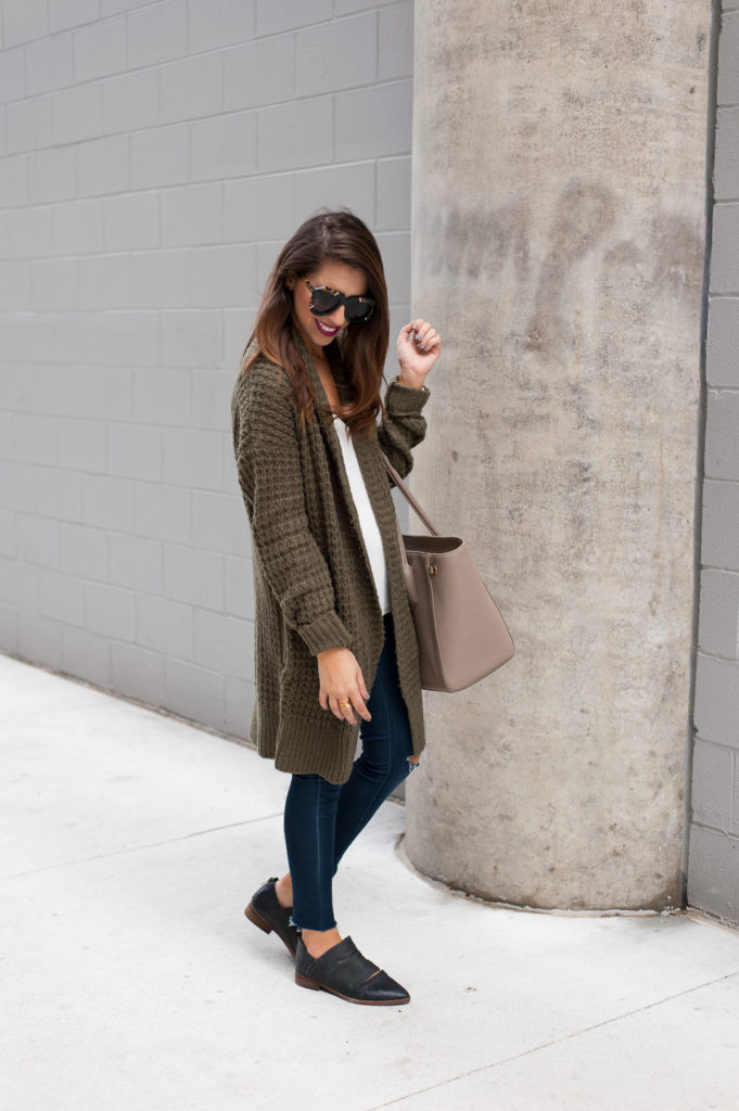 Cozy Olive Green Cardigan for Everyday Wear Houston Outfits