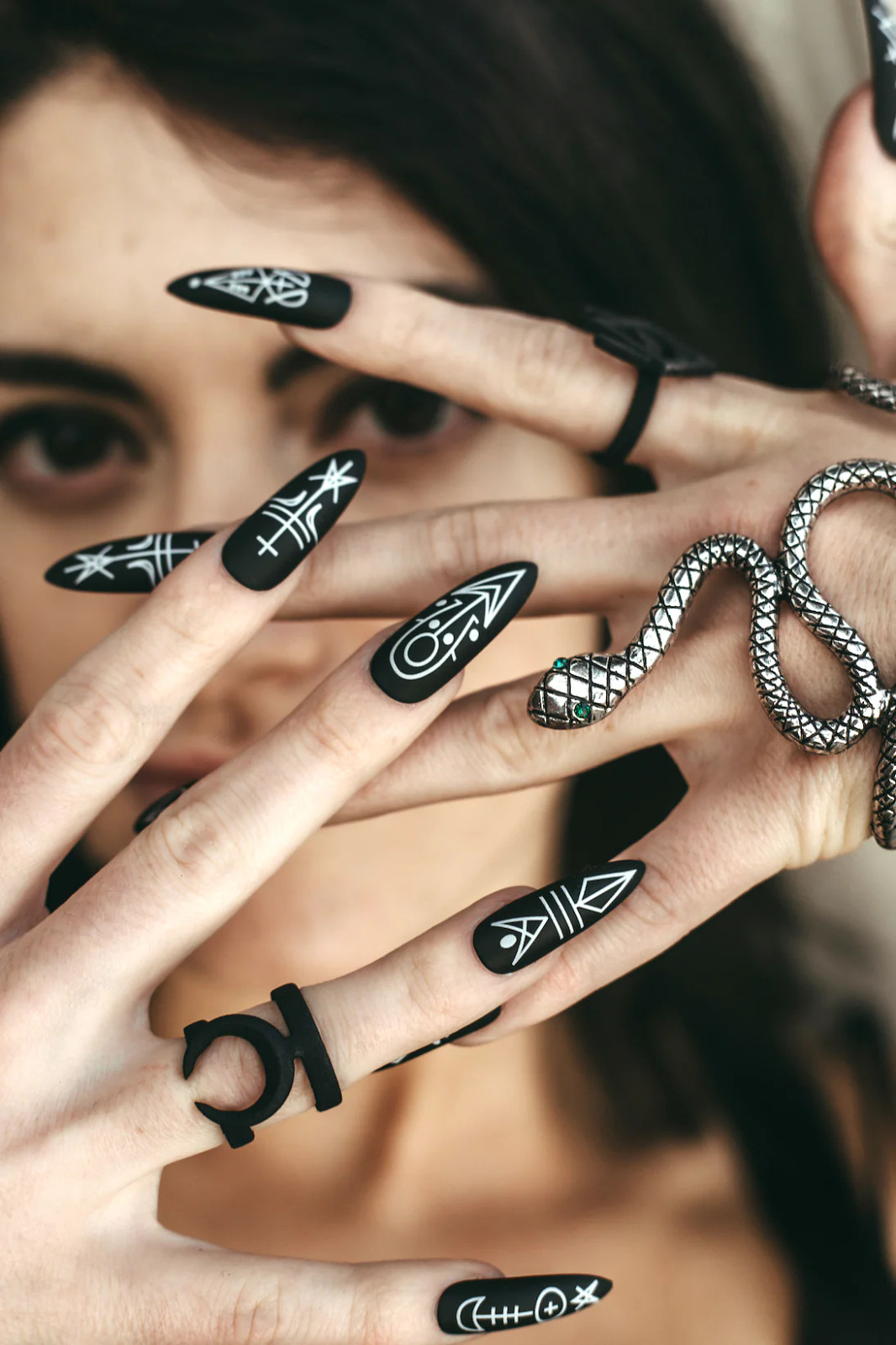 Matte Black White Line Art Stiletto Nails Matte Black White Line Art Stiletto Nails — Rave Nails