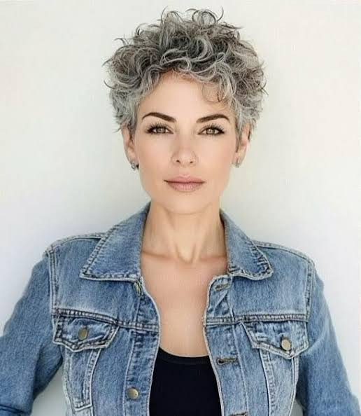 Salt and Pepper Curly Pixie Salt and Pepper Curly Pixie — Short Gray Haircuts