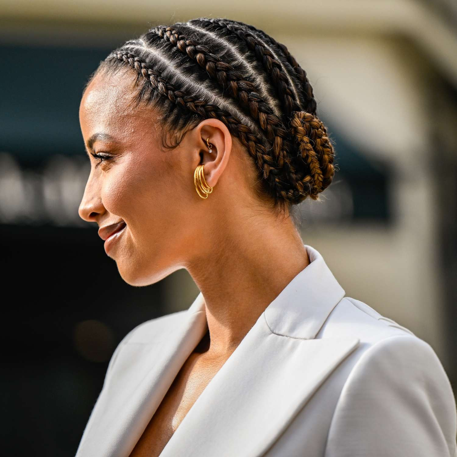 Cornrows with Subtle Brown Highlights to Bun Cornrows with Subtle Brown Highlights to Bun — Cornrow Bun