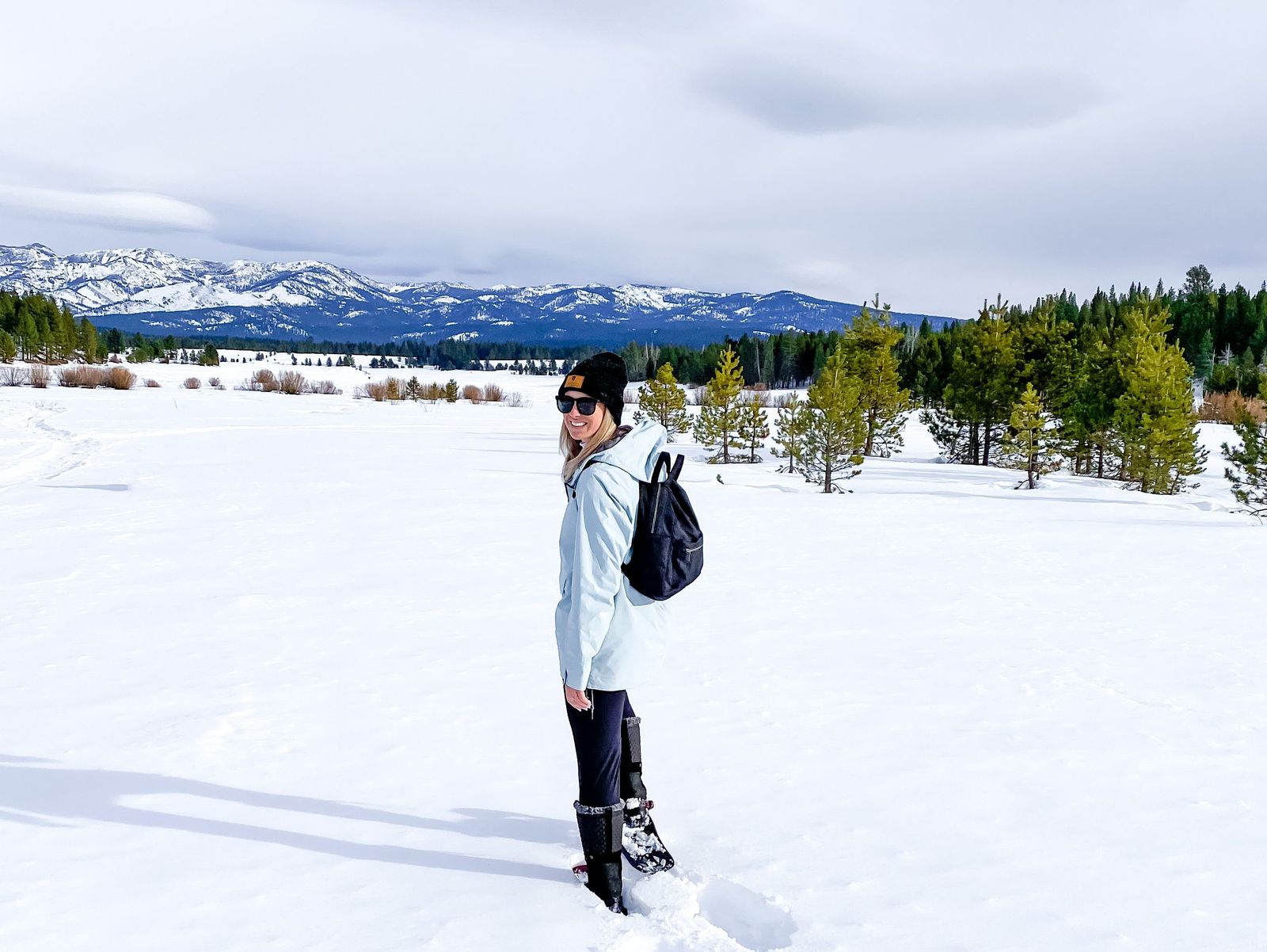 Light Blue Puffer Jacket for Snowy Adventures — Lake Tahoe Outfits