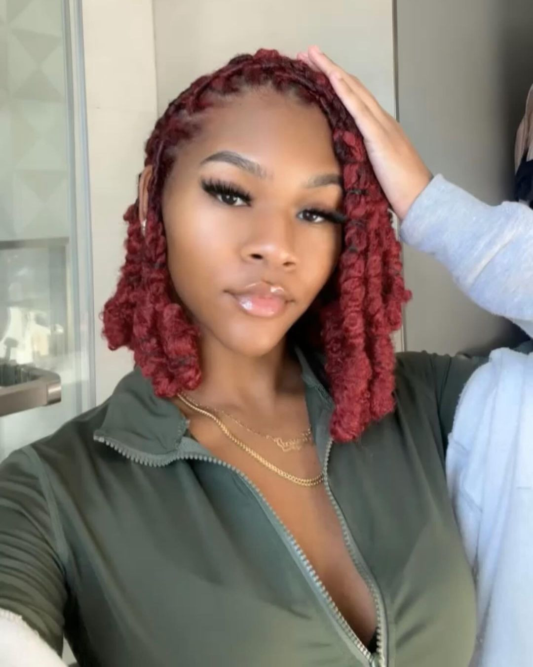 No Bangs Chin Length Dark Red Wavy Locs Bob No Bangs Chin Length Dark Red Wavy Locs Bob — Soft Locs Bob