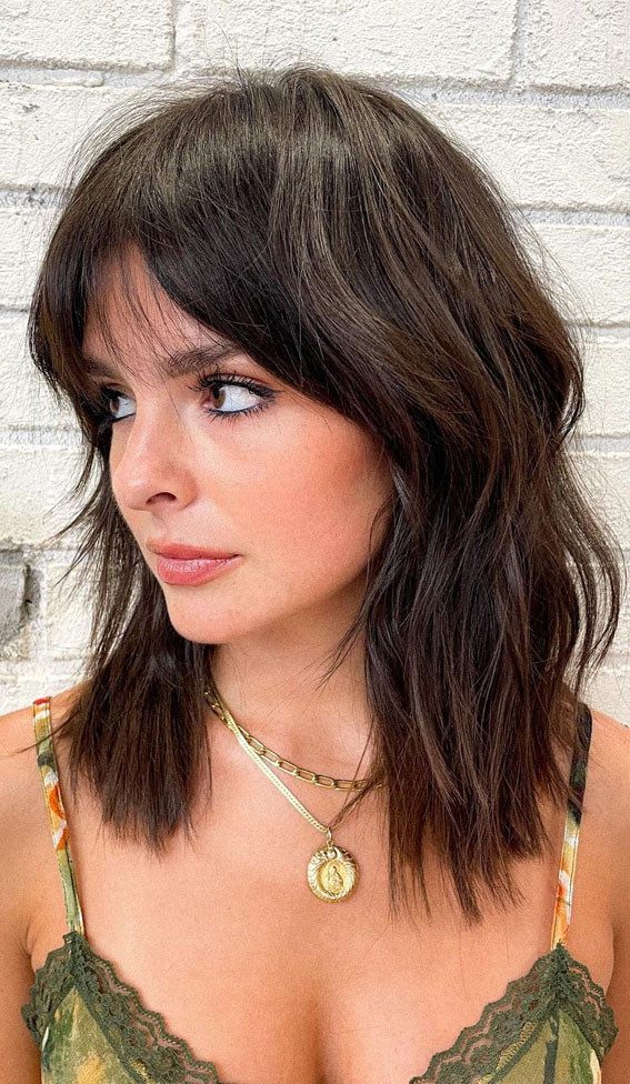 Textured Lob With Wispy Fringe Textured Lob With Wispy Fringe — Textured Fringe