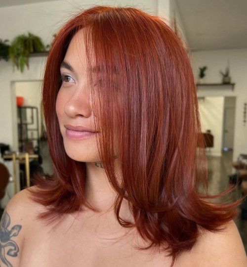 Copper Red Visual Idea — Collarbone Length Hair