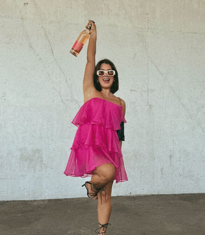 Ruffled Tiered Mini Dress with Black Accents — Barbiecore Outfits
