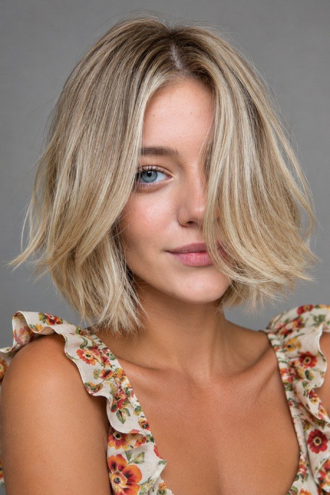 Soft Blonde Jaw-Length Bob — Layered Bob
