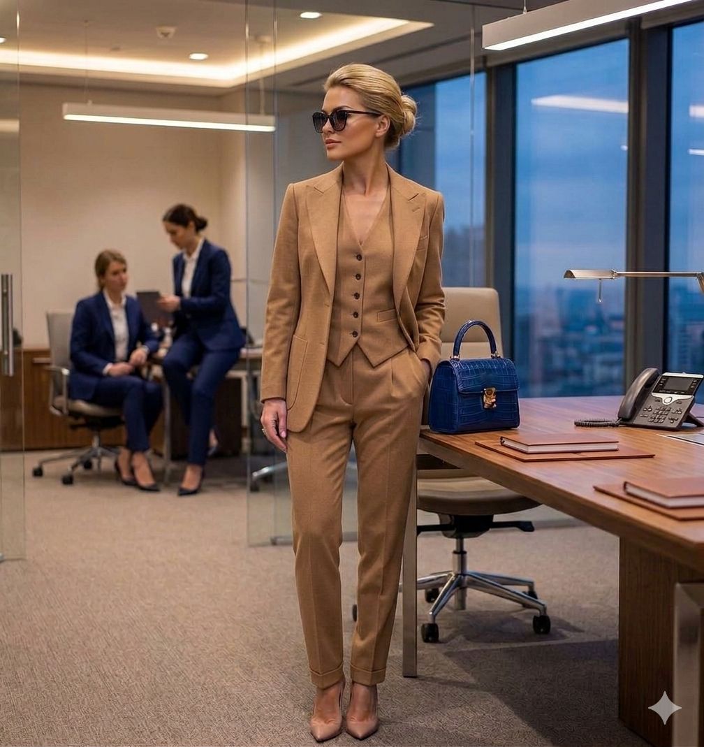 Beige Three-Piece Suit for Professional Settings Beige Three-Piece Suit for Professional Settings — Washington DC Outfits