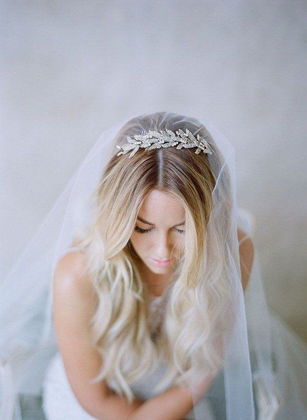 Half-Up with Side-Swept Bangs and Tiara — Wedding Hairstyles with Tiara
