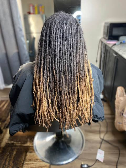 Long Coily Locs Dark Base Honey Blonde Tips — Honey Blonde Locs