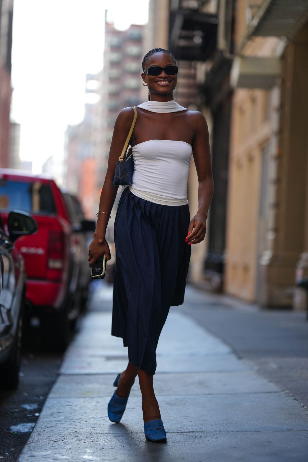 White Jersey Tube Top with Pleated Midi Skirt White Jersey Tube Top with Pleated Midi Skirt — Tube Top Outfits
