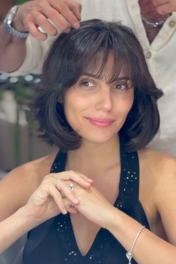Dark Brown Bob With See-Through Bangs — Bob with Bangs