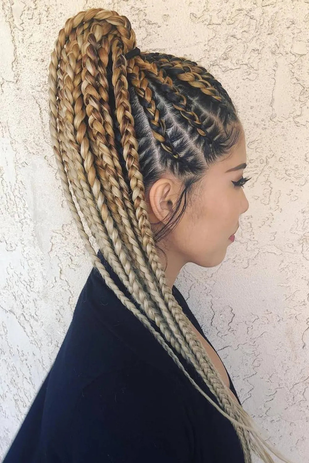 Ombre Cornrow Ponytail With Blonde Tips Ombre Cornrow Ponytail With Blonde Tips