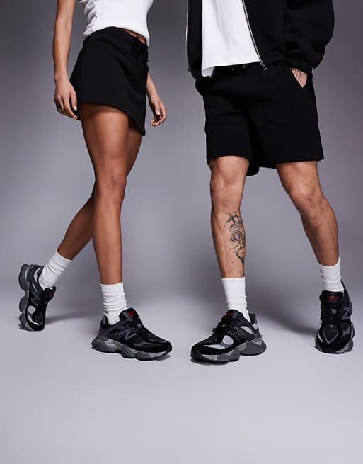 Black and Dark Grey 9060s with Mixed Skirt and Shorts Styling Black and Dark Grey 9060s with Mixed Skirt and Shorts Styling — New Balance 9060 Outfits