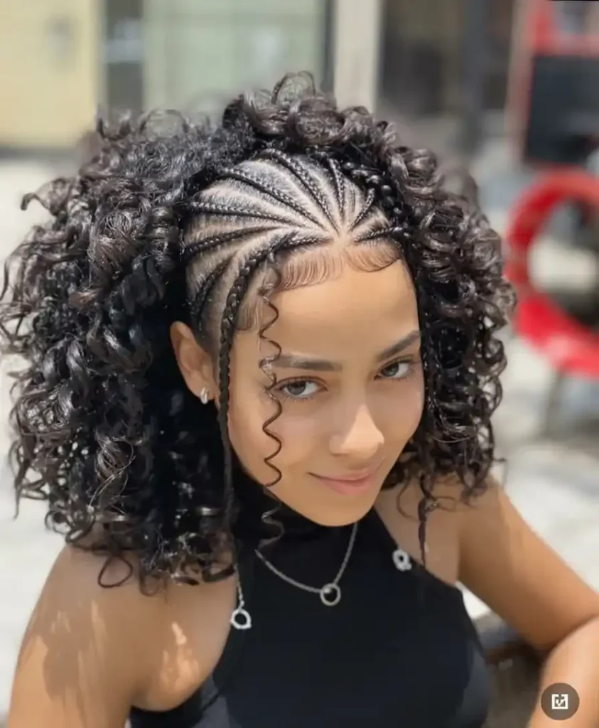 Cornrows With Loose Shoulder-Length Curls — Braid Patterns