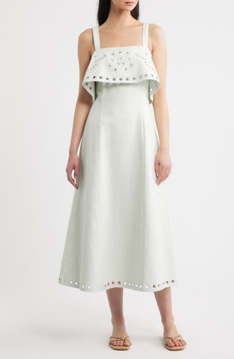 Pale Green Fit and Flare with Eyelet Details Pale Green Fit and Flare with Eyelet Details — Fit and Flare Dresses