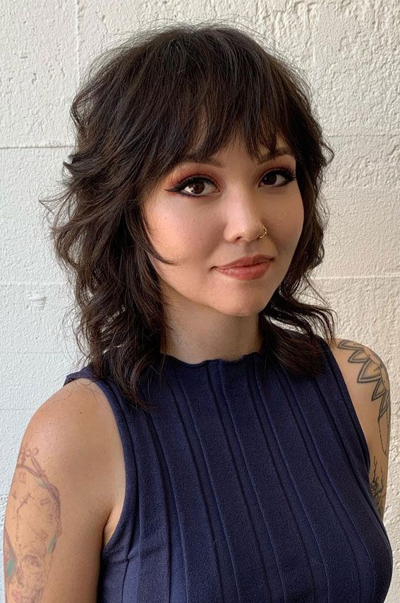 Dark Brown Collarbone Wolf Cut — Wolf Cut for Straight Hair