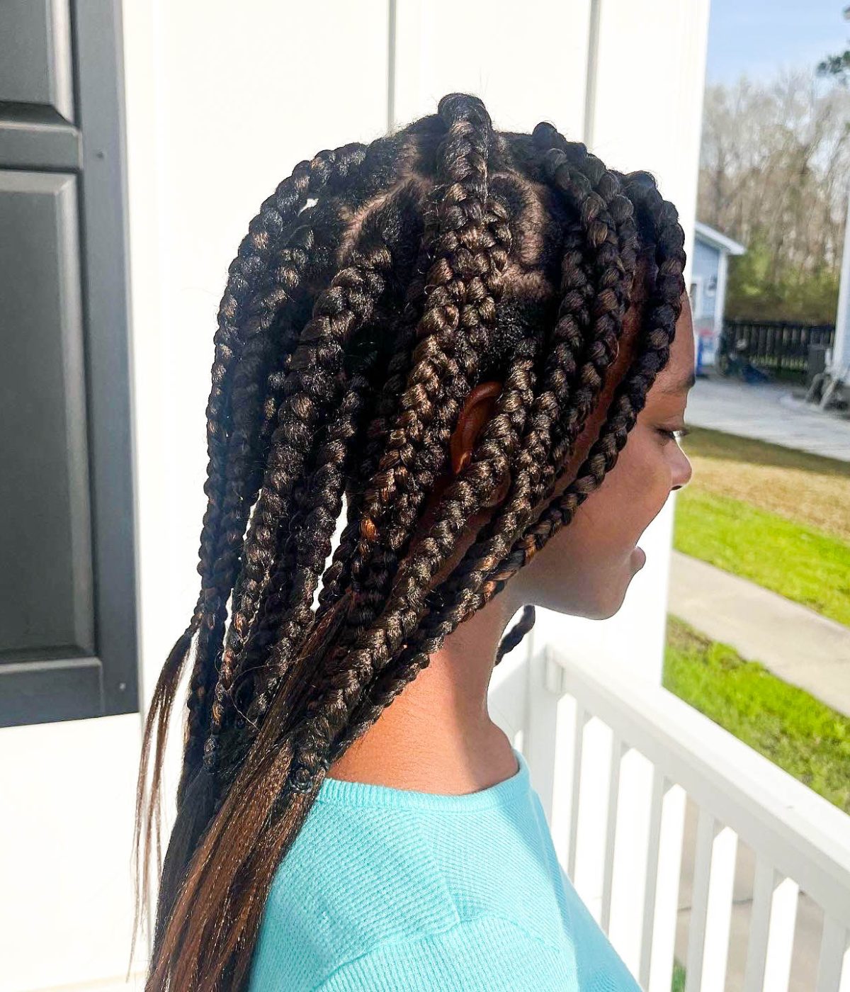 Defined Shoulder-Length Dark Brown Box Braids — Kids Braids