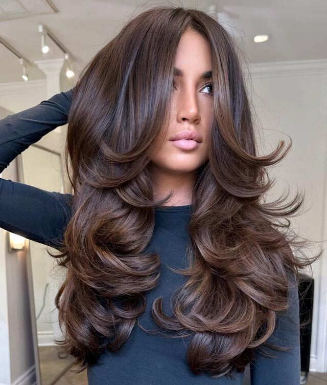 Dark Chocolate Brown Visual Idea — Long Haircuts