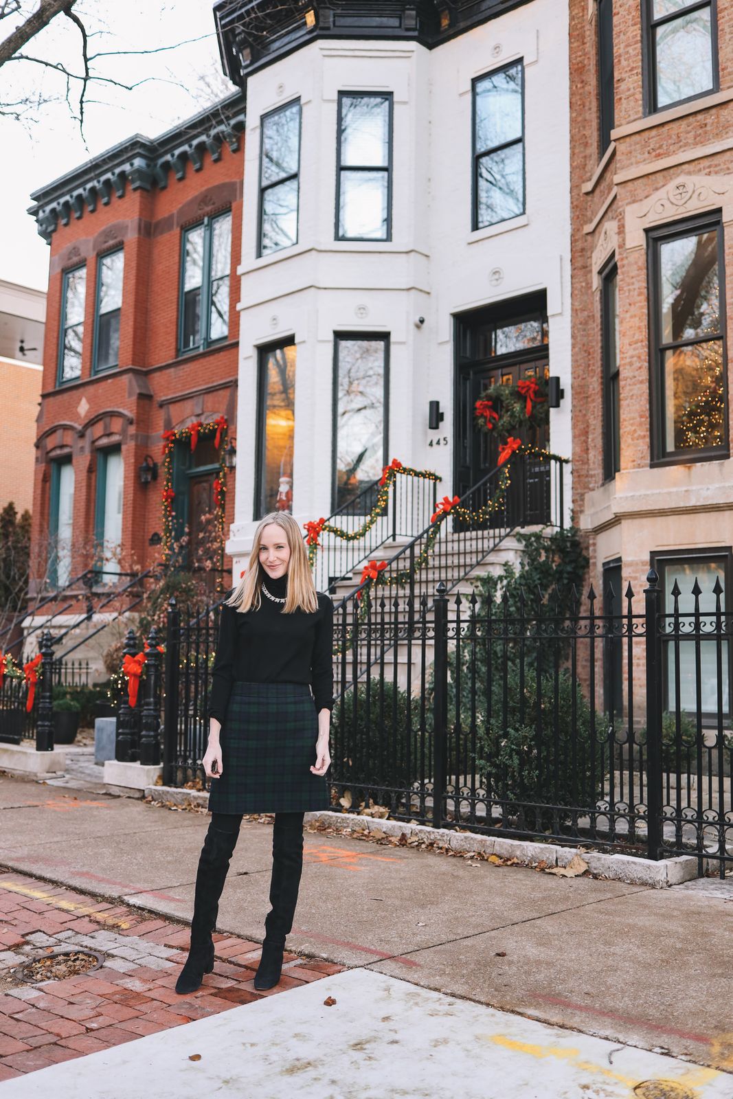 Festive Plaid Mini Skirt with Knee-High Boots Festive Plaid Mini Skirt with Knee-High Boots — J Crew Outfits