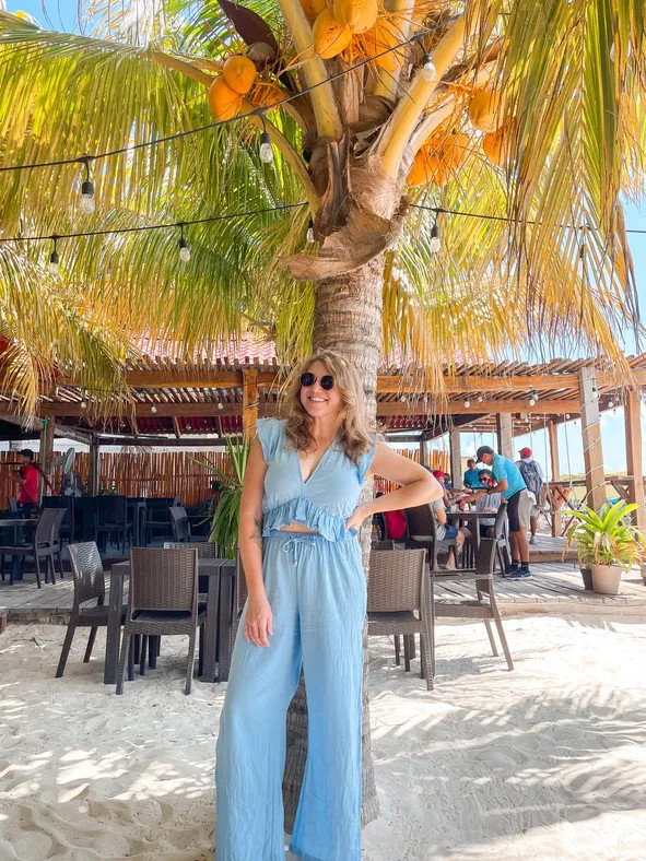 Light Blue Matching Set with Sneakers for Travel — Mexico Vacation Outfits