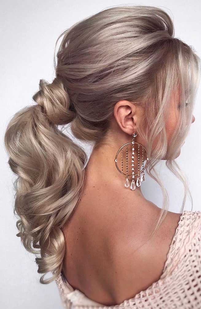 Mid-Back Ash Blonde Puff Ponytail