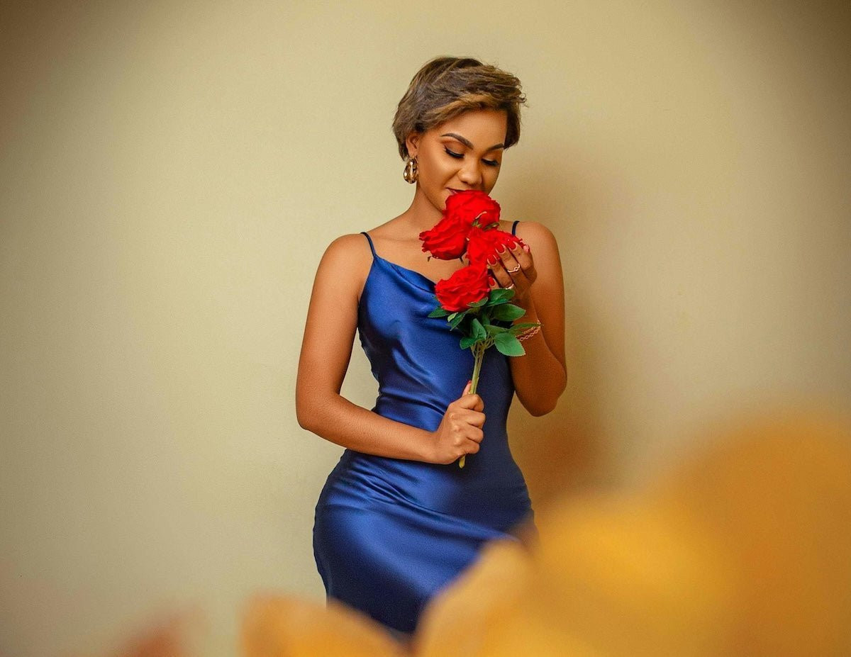 Elegant Royal Blue Satin Slip Dress — Dresses for Pear Shape