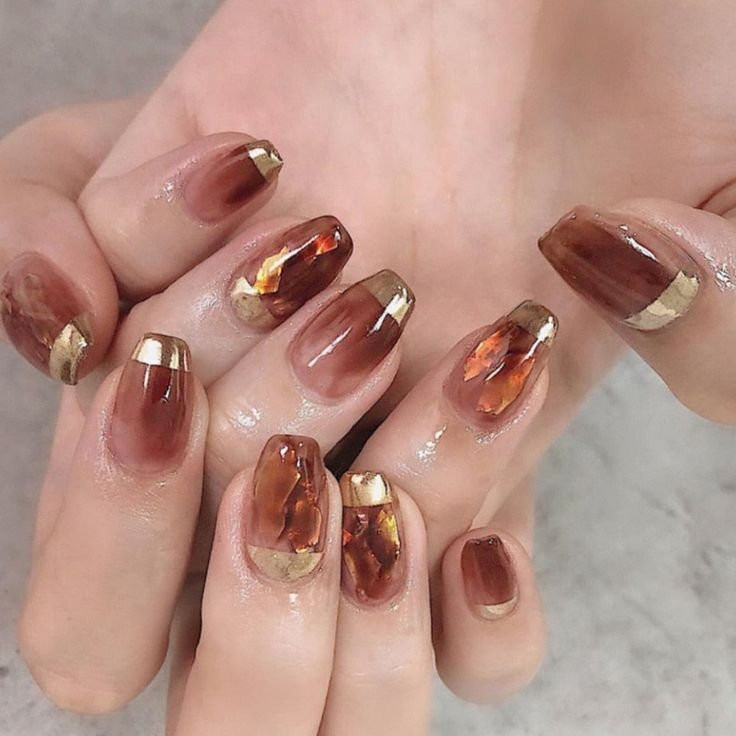 Sheer Brown Glitter Amber Accents Sheer Brown Glitter Amber Accents — Nashville Nails