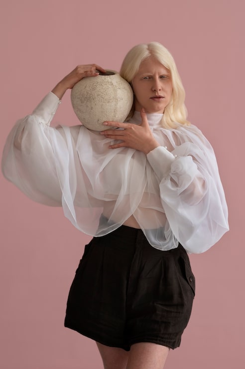 Avant-Garde Sheer Blouse with Contrasting Shorts — Angelcore Outfits