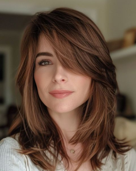 Mid-Back Layered Cut With Face-Framing — Hairstyles for Thinning Crown