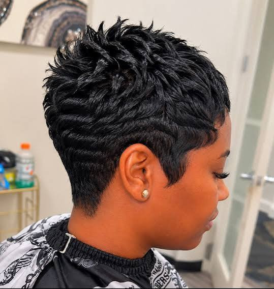 Thick Wavy Pixie With Side Swept Bangs — Big Chop Hairstyles