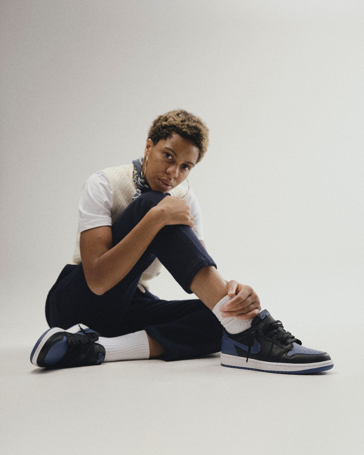 Casual Comfort with Knit Vest and Navy Pants — Jordan 1 Outfits