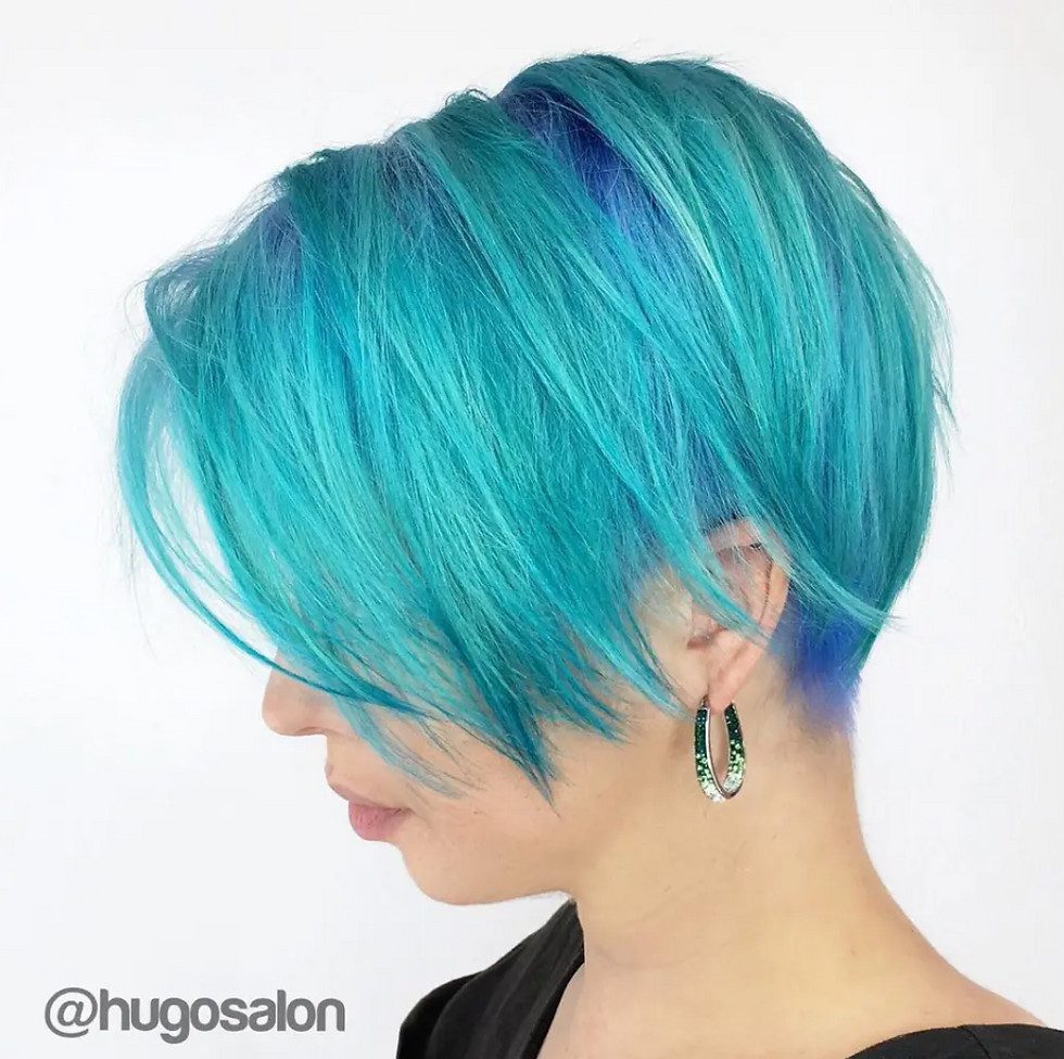 Icy Blue Pixie With Violet Notes — Turquoise Hair