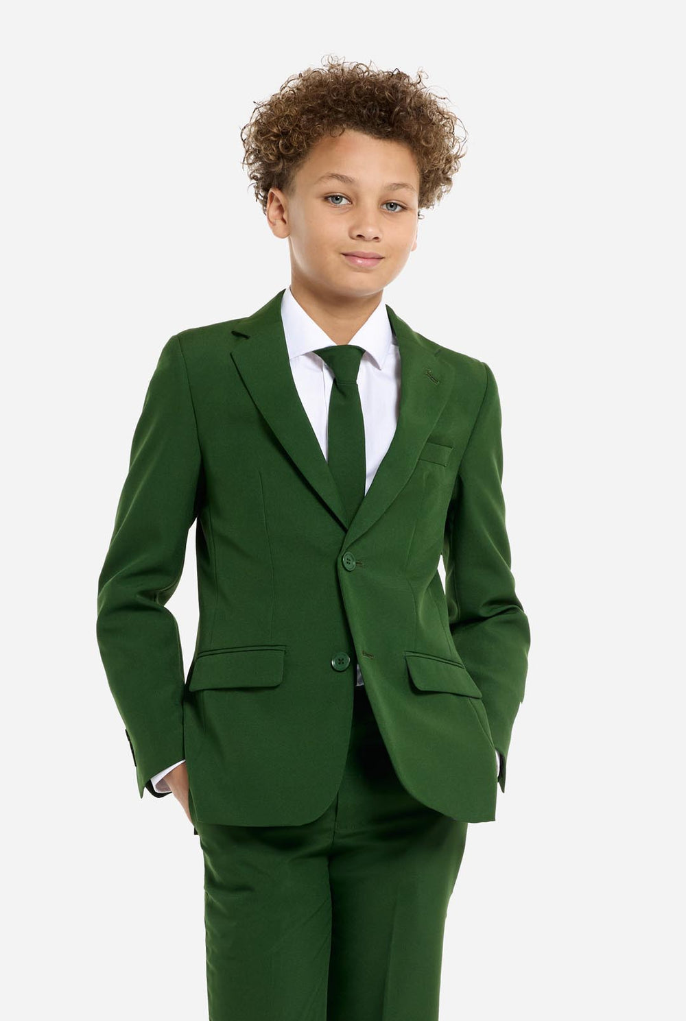 Dapper Event Wear: Vibrant Green Suit with Tie Boys Outfits
